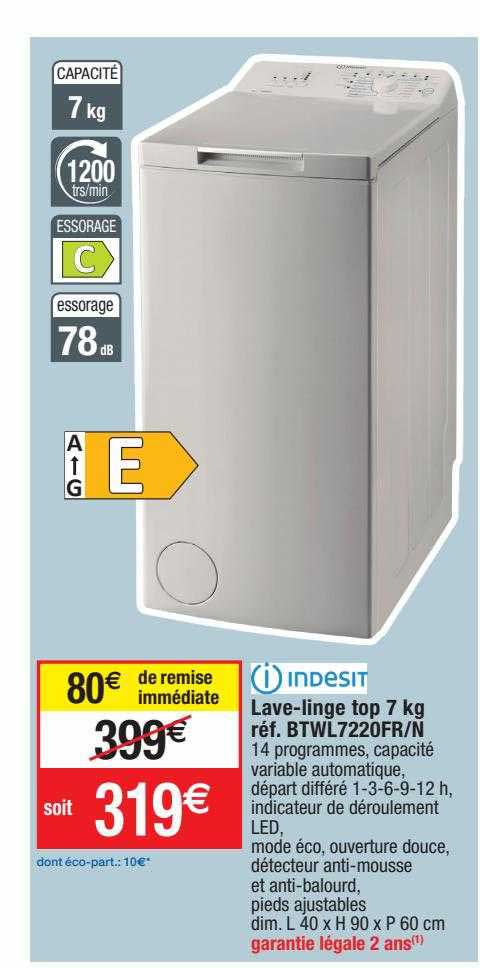 lave-linge top 7 kg indesit