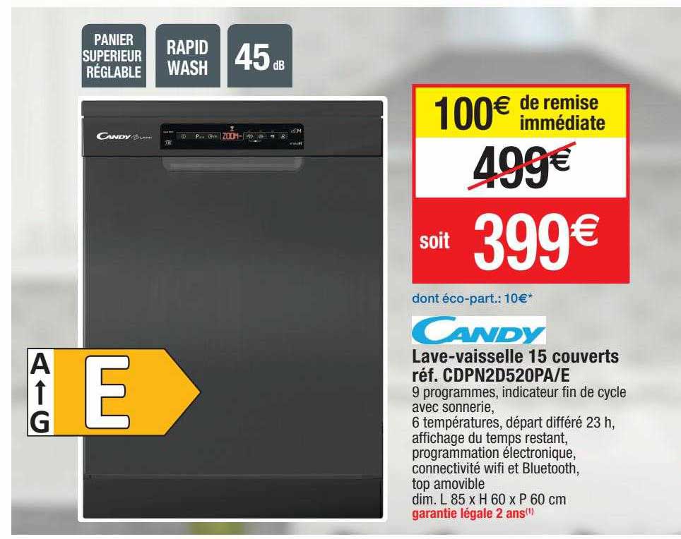 lave-vaisselle 15 couverts candy