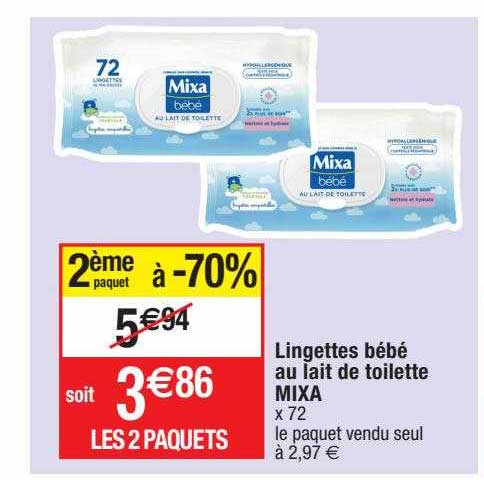 Lingettes Bébé Au Lait De Toilette Mixa