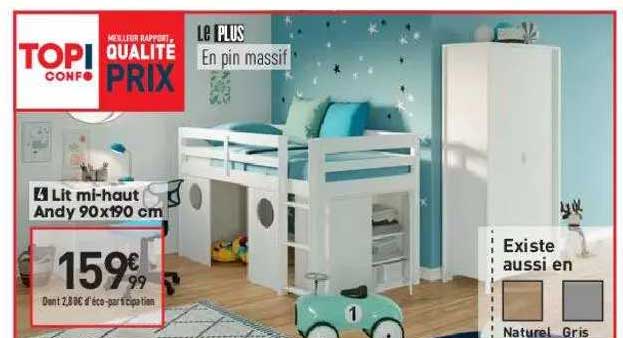 lit mi-haut andy 90 x 190 cm