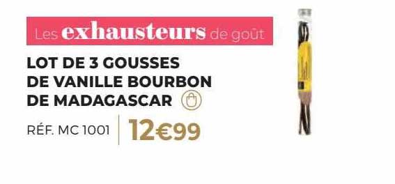 lot de 3 gousses de vanille bourbon de madagascar