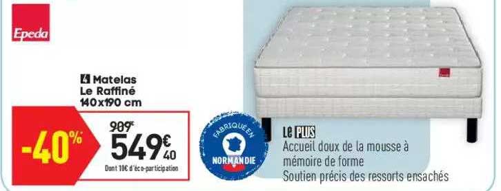 matelas le raffiné 140 x 190 cm epeda