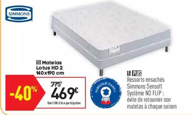 Matelas Lotus Hd 2 140 X 190 Cm Simmons