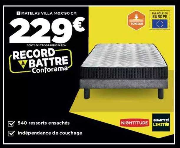 matelas villa 140 x 190 cm nightitude