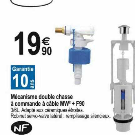 mécanisme double chasse à commande à câble mw² + f90