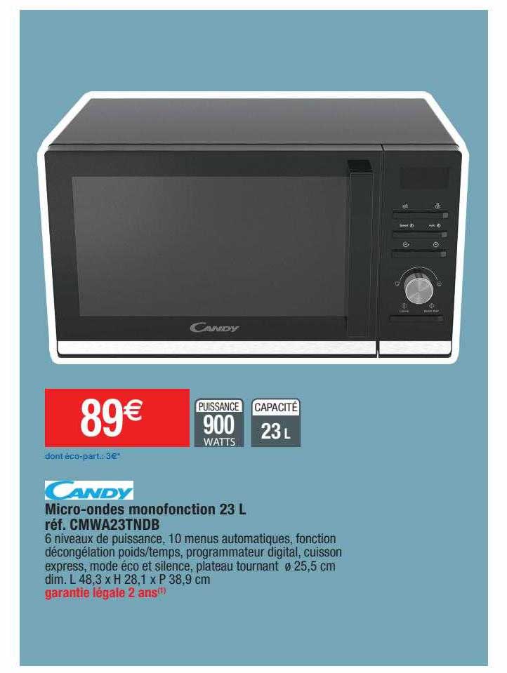 micro-ondes monofonction 23 l candy