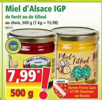miel d'alsace igp de forêt ou de tilleul