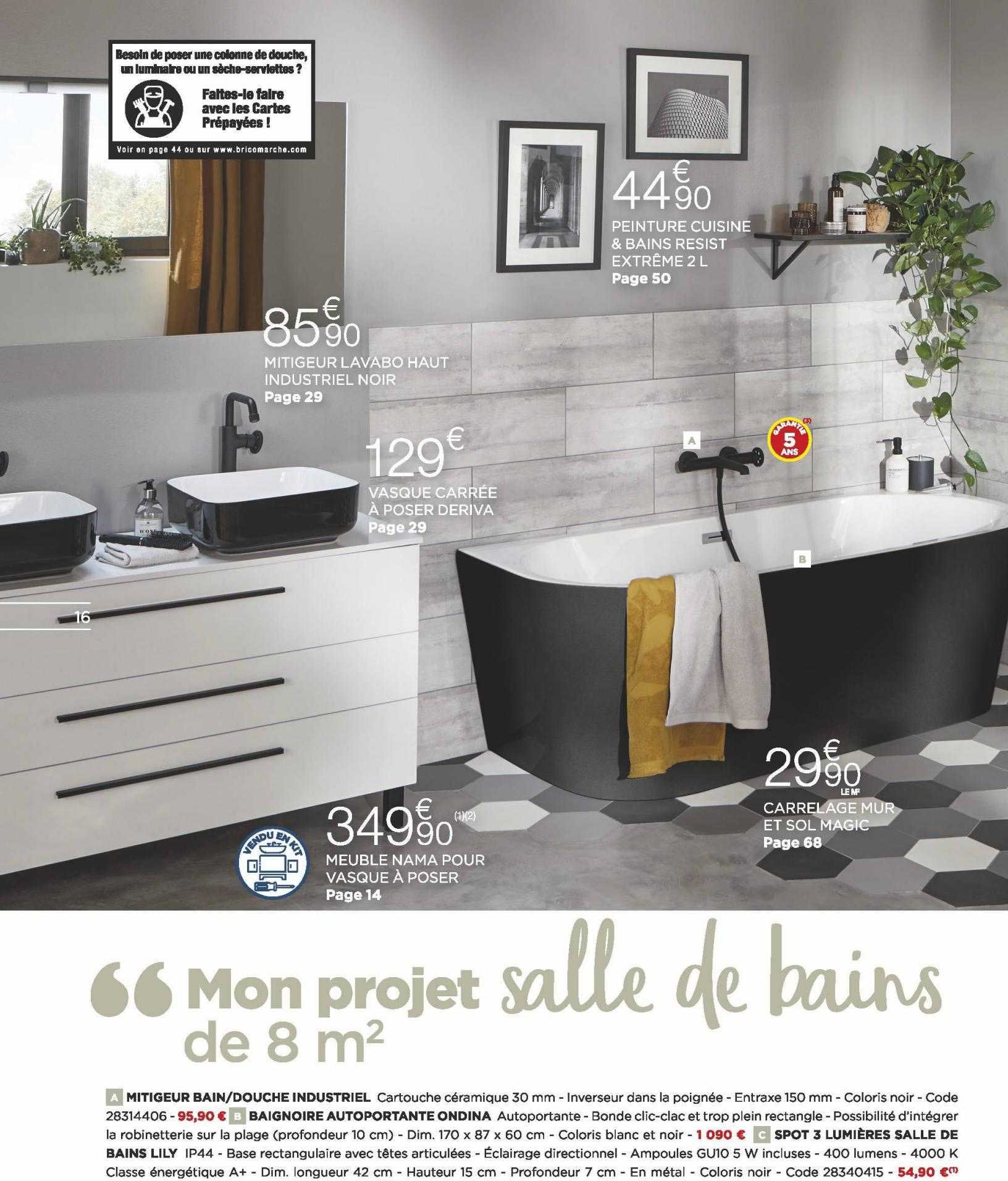 mitigeur bain-douche industrie, baignoire autoportants ondina, spot à lumières salle de bain