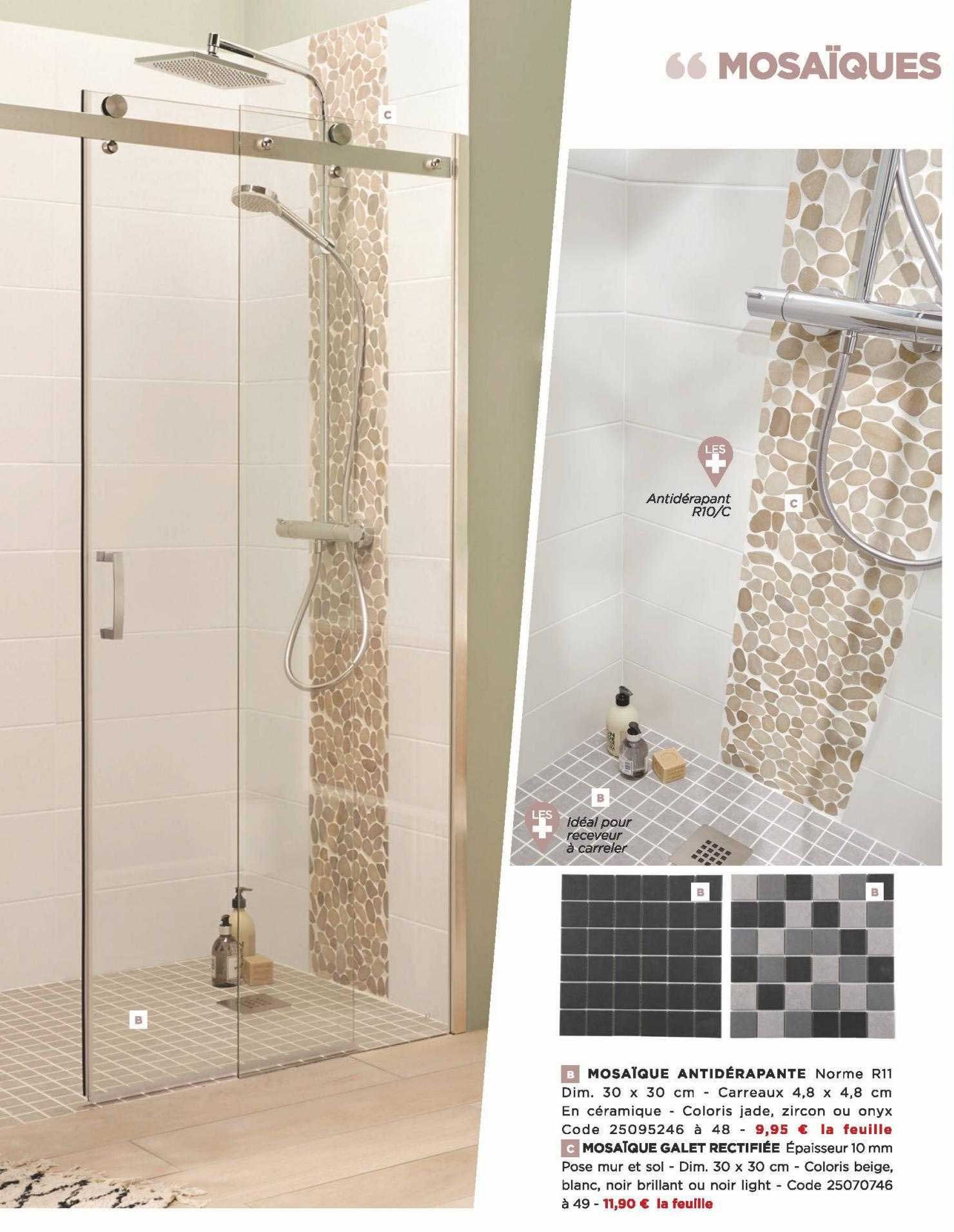 mosaïque antidérapante, mosaïque galet rectifiée