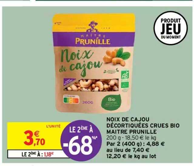 noix de cajou décortiquées crues bio maître prunille