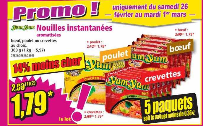 nouilles instantanées aromatisées yum yum