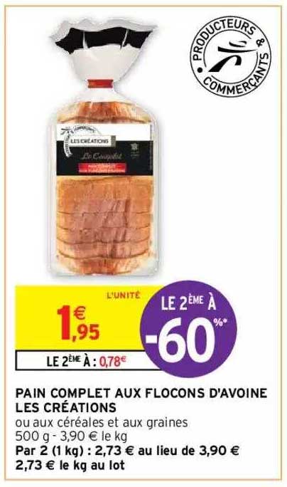 pain complet aux flocons d'avoine les créations
