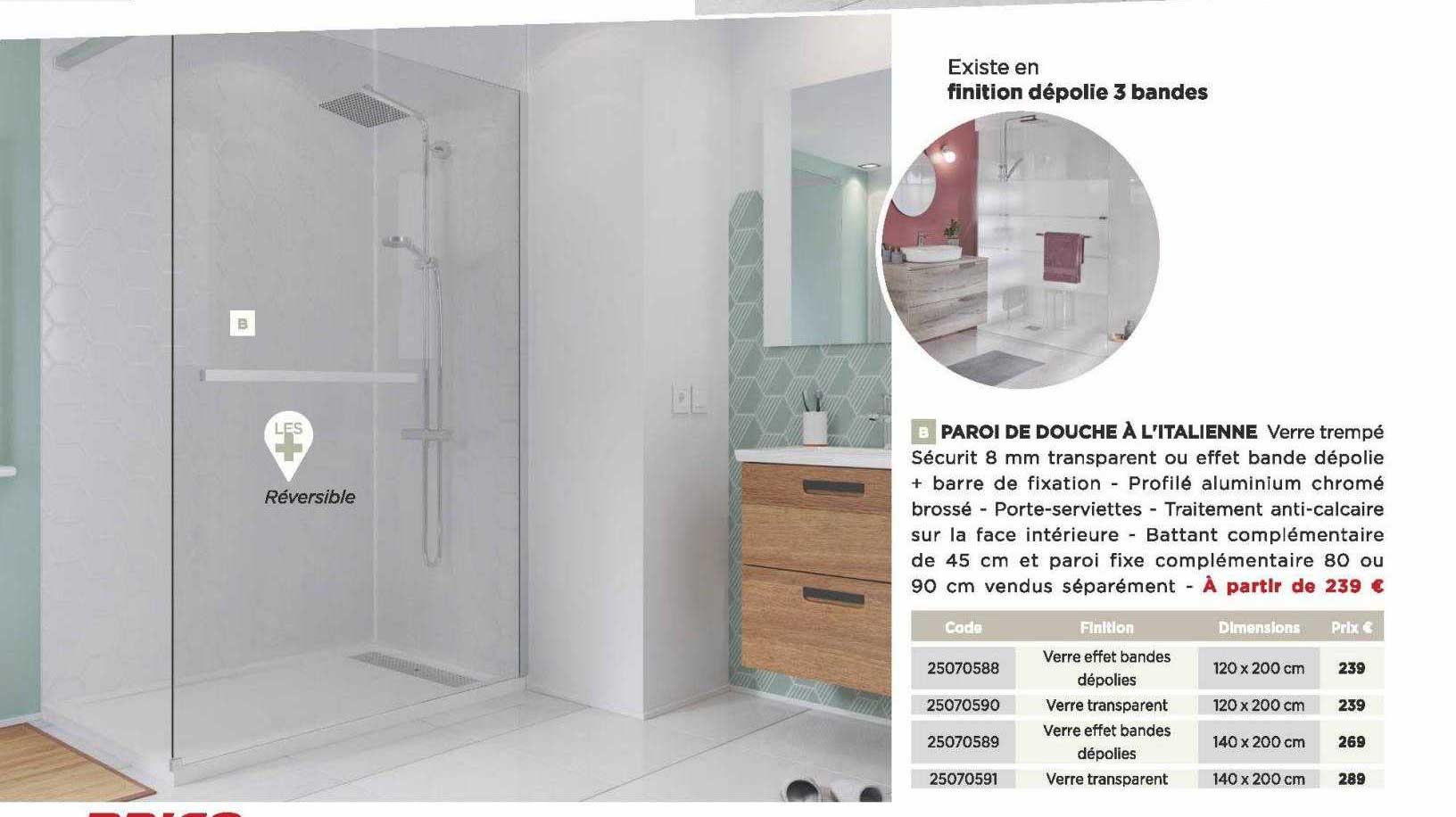 paroi de douche à l'italienne