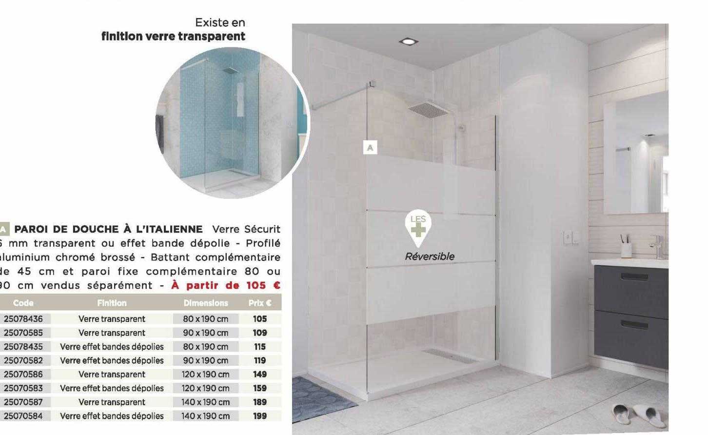 paroi de douche à l'italienne