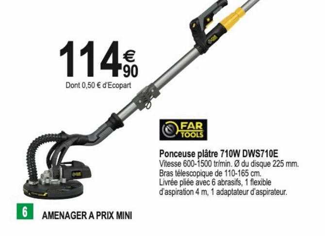 ponceuse plâtre 710w dws710e far tools