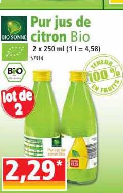 Pur Jus De Citron Bio Bio Sonne
