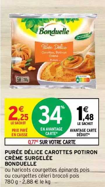 Purée Délice Carottes Potiron Crème Surgelées Bonduelle