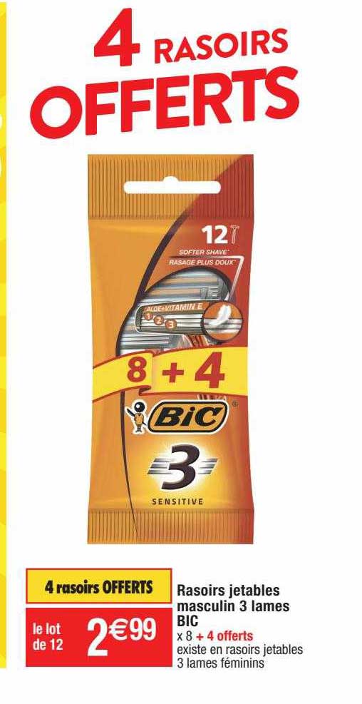 rasoirs jetables masculin 3 lames bic