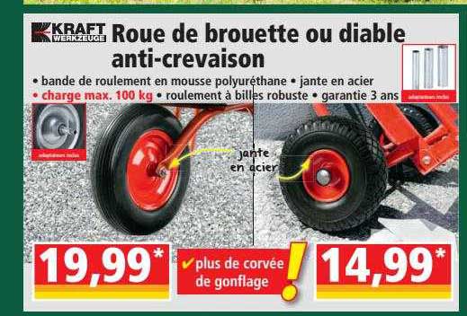 roue de brouette ou diable anti-crevaison kraft werkzeuge