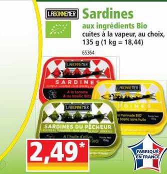 Sardines Aux Ingrédients Bio Labonnemer