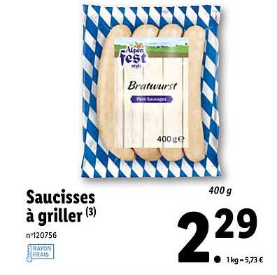 saucisses à griller alpen fest style