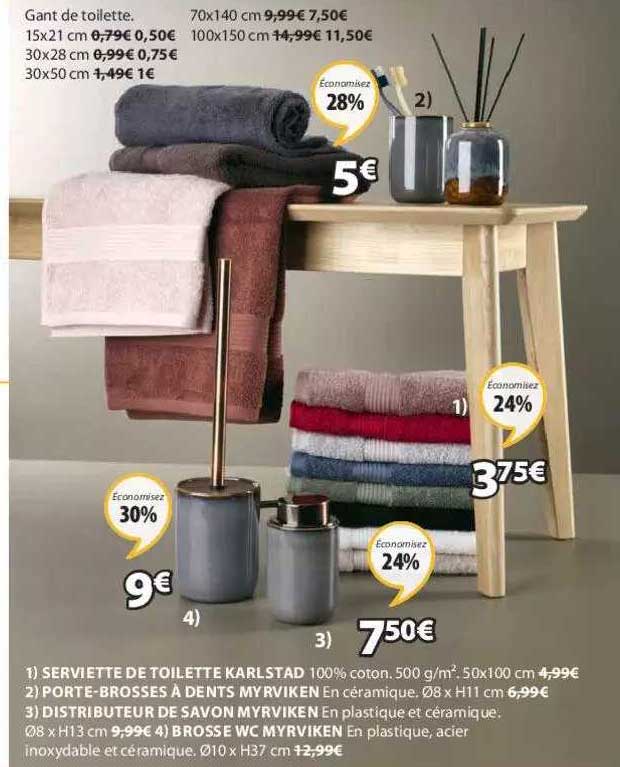 serviette de toilette karlstad, porte-brosses à dents myrviken, distributeur de savon myrviken brosse wc myrviken