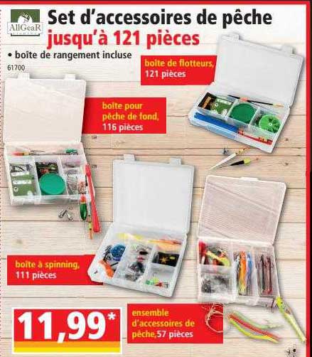 set d'accessoires de pêche jusqu'à 121 pièces