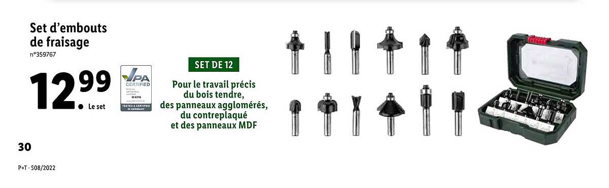 set d'embouts de fraisage
