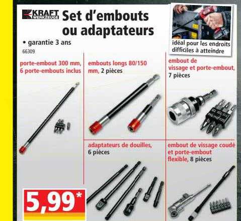 set d'embouts ou adaptateurs kraft werkzeuge
