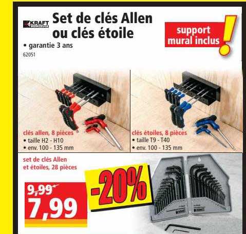 set de clés allen ou clés étoile kraft werkzeuge