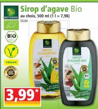 sirop d'agave bio bio sonne