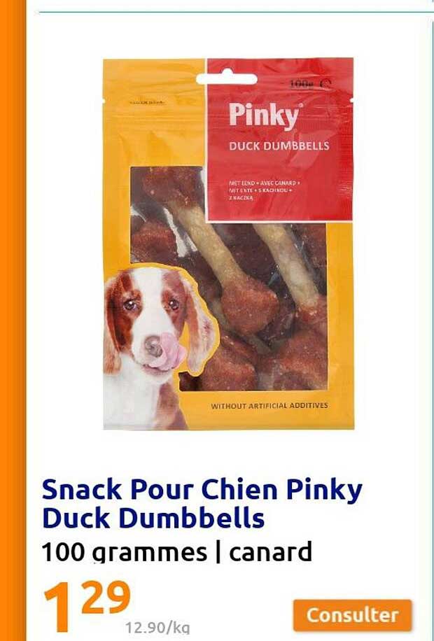 snack pour chien pinky duck dumbbells