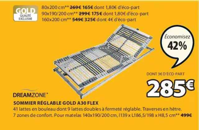 sommier réglable gold a30 flex dreamzone