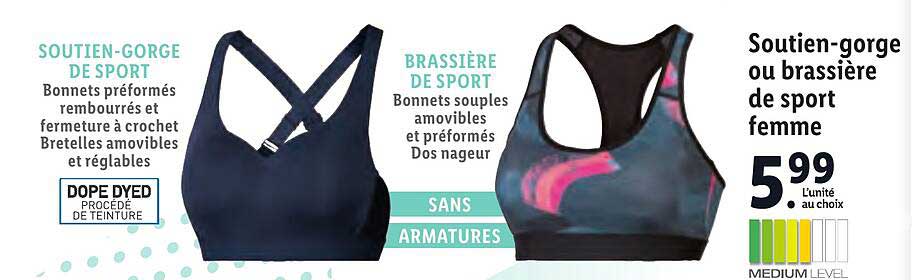 soutien-gorge ou brassière de sport femme