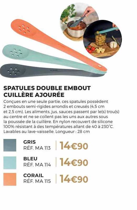 spatules double embout cuillère ajourée
