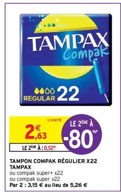 tampon compak régulier x22 tampax