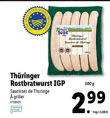 thüringer rostbratwurst igp alpen fest style