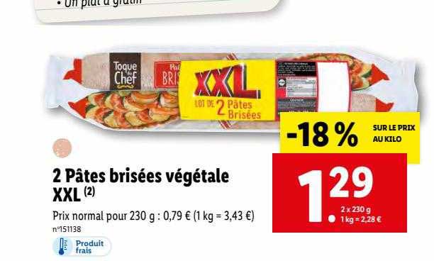 2 pâtes brisées végétale xxl toque du chef