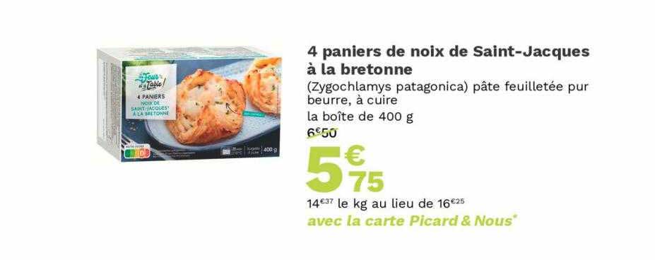 4 paniers de noix de saint-jacques à la bretonne