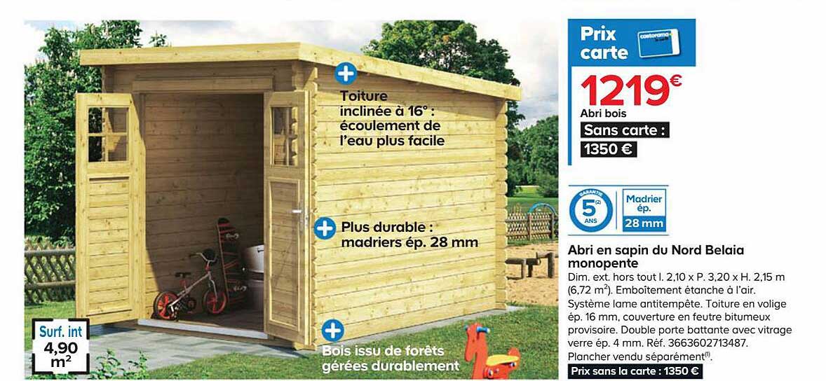 abri en sapin du nord belaia monopente