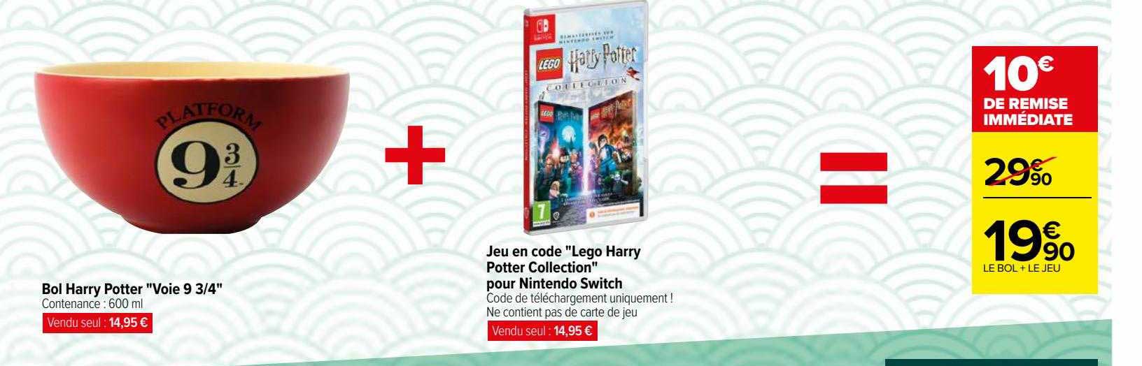 bol harry potter "voie 9 3-4" + jeu en code "lego harry potter collection" pour nintendo switch