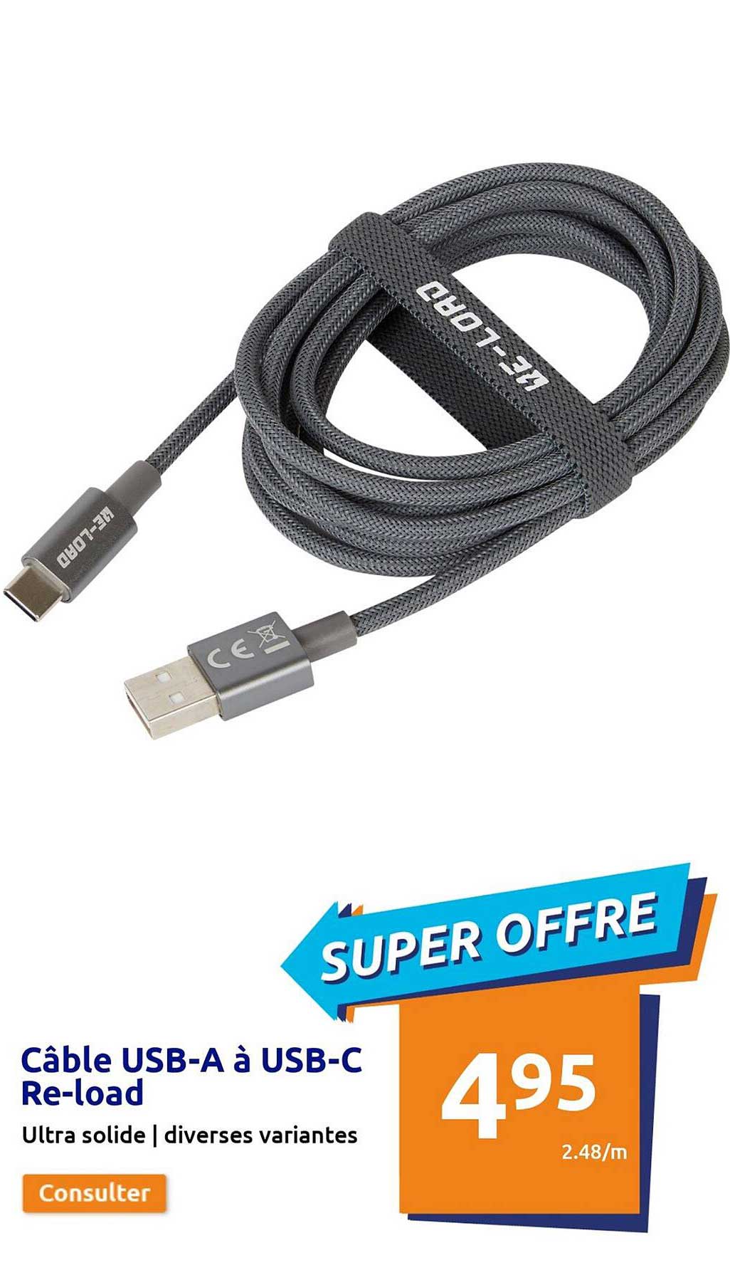 câble usb-a à usb-c re-load