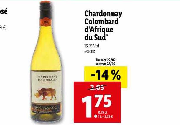 chardonnay colombard d'afrique du sud
