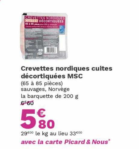 crevettes nordique cuites décortiquées msc