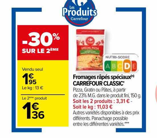 fromages râpés spéciaux carrefour classic'