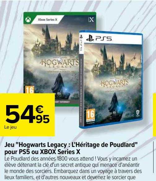 jeu "hogwarts legacy : l'héritage de pudlard" pour ps5 ou xbox series x