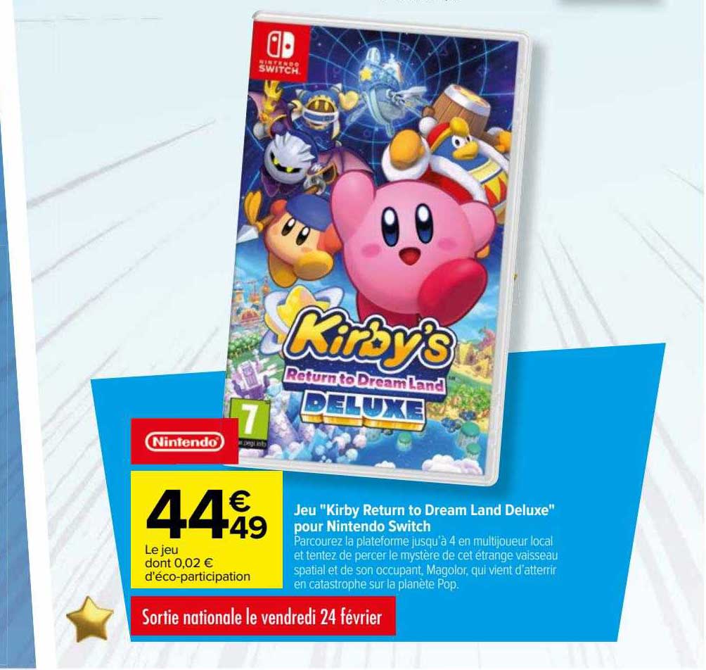 jeu "kirby return to dream land deluxe" pour nintendo switch