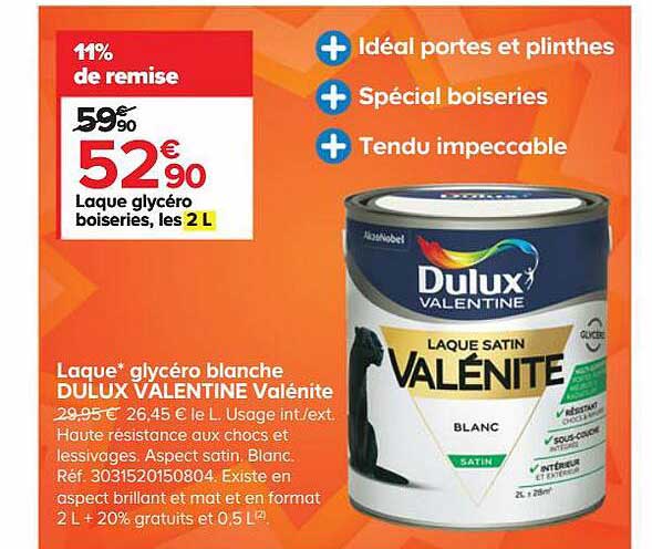 laque glycéro blanche dulux valentine valénite