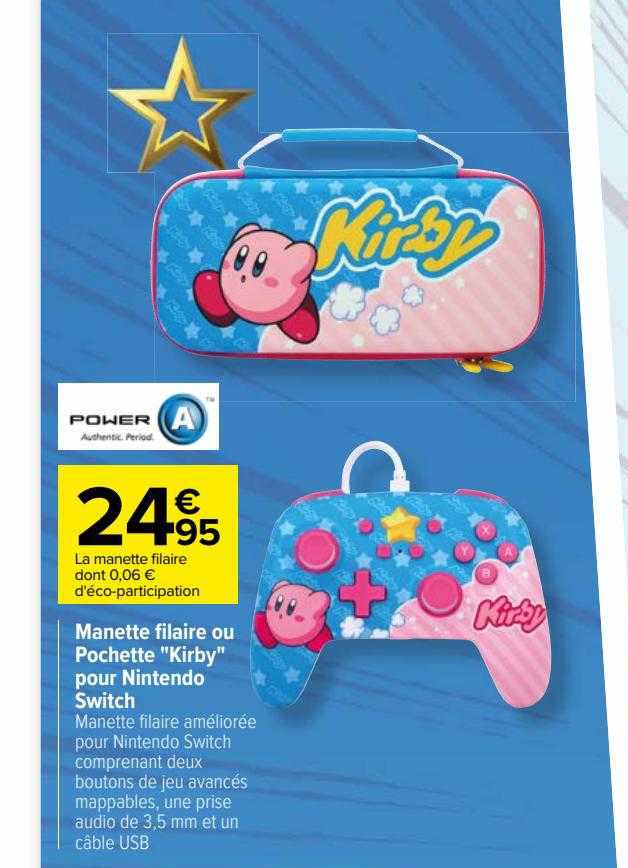 manette filaire ou pochette "kirby" pour nintendo switch