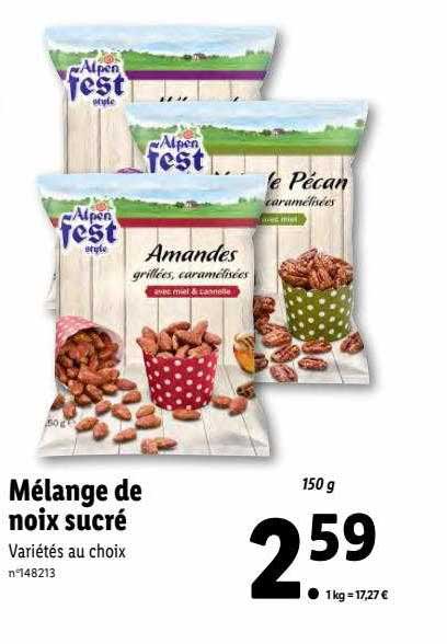 mélange de noix sucré alpen fest style